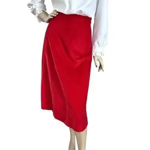 Vintage Skirts Vintage 8s Red Micro Suede Vest Midi Skirt Set